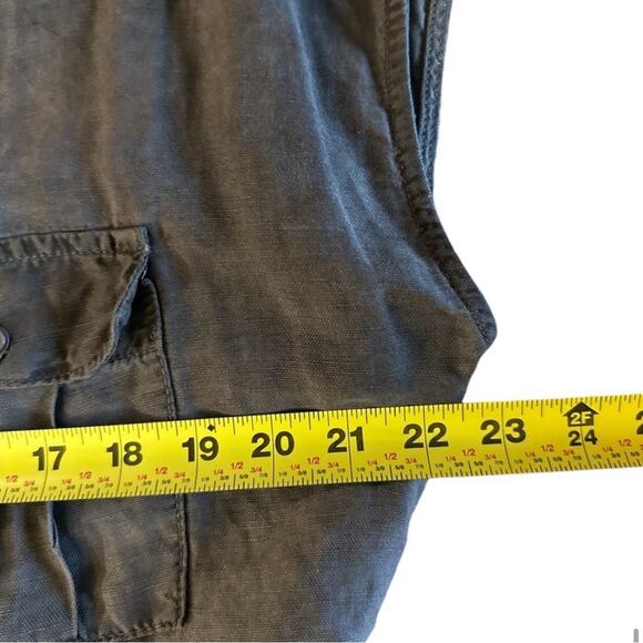 NSF Charcoal Gray Denim Belted Raw Hem Collared Shirt Dress – Size Medium - Picture 9 of 11